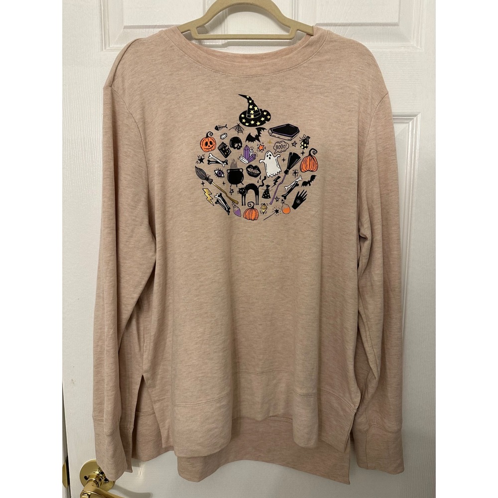 Way to Celebrate Halloween Sweatshirt XL 16-18 Oatmeal Pumpkin Ghost Graphic